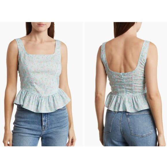 Elodie NWT Square Neck Peplum Tank Top Large - Picture 1 of 13